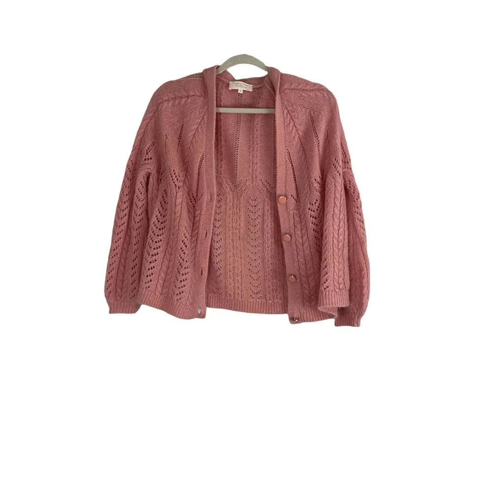 Sezane Augustino Jumper Mohair Knit Cardigan Sweater Peach Rose Size Small